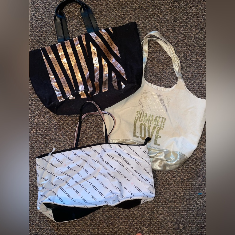 Victoria Secret lot of 3 new large Tote Bags